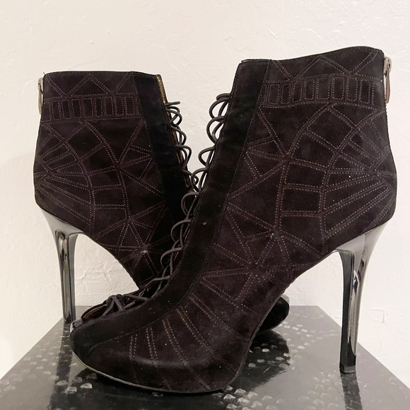 Sam Edelman Queenie Bootie Open-toe Corset Suede shoes heels US Women 9.5 - Picture 2 of 16